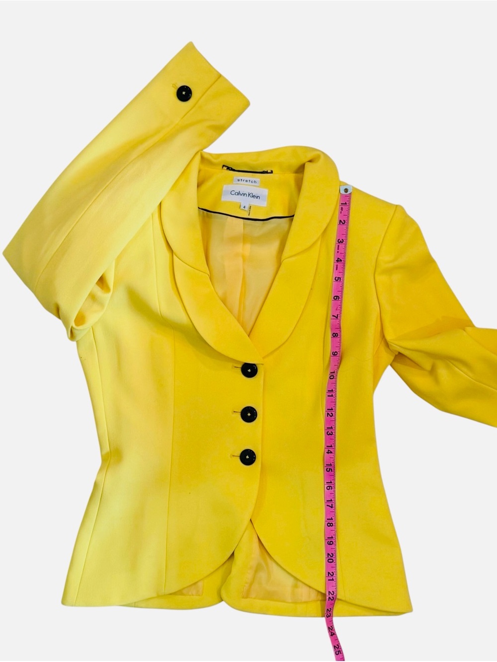Calvin Klein Blazer Jacket Yellow Lined 3 Buttons - Picture 6 of 8